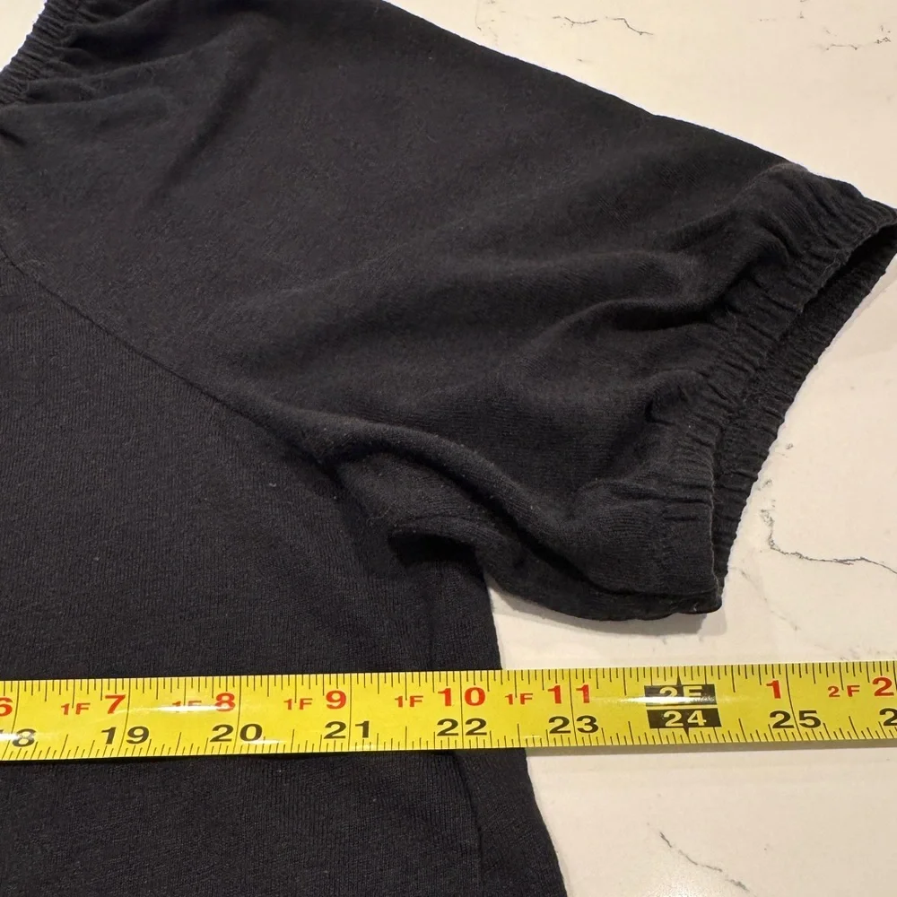 LOFT Black Women's Blouse with Smocked Square Knit Neckline Bohemian Size XL - Picture 6 of 7